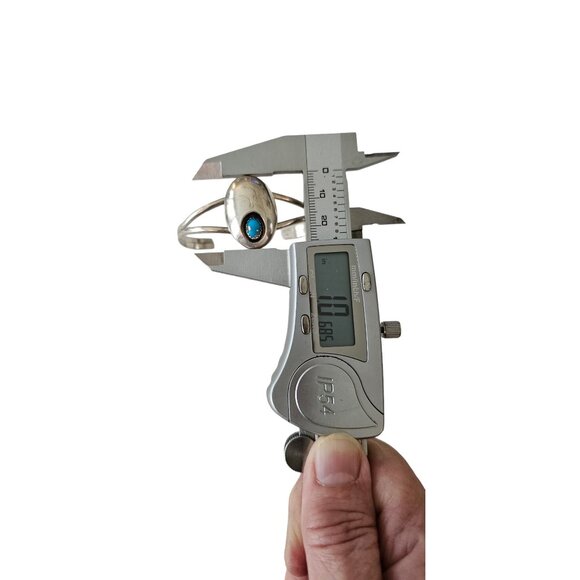 Sterling Silver Turquoise Color Stone Shadow Box Cuff Bracelet L148 - Picture 11 of 13